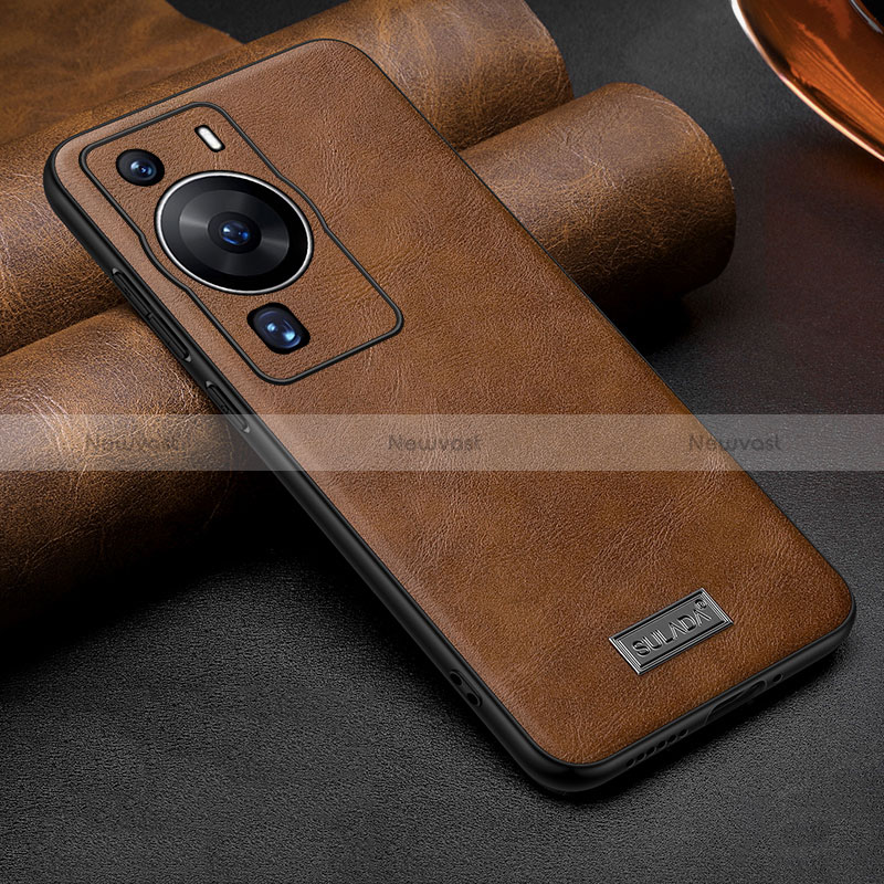 Soft Luxury Leather Snap On Case Cover LD2 for Huawei P60 Brown