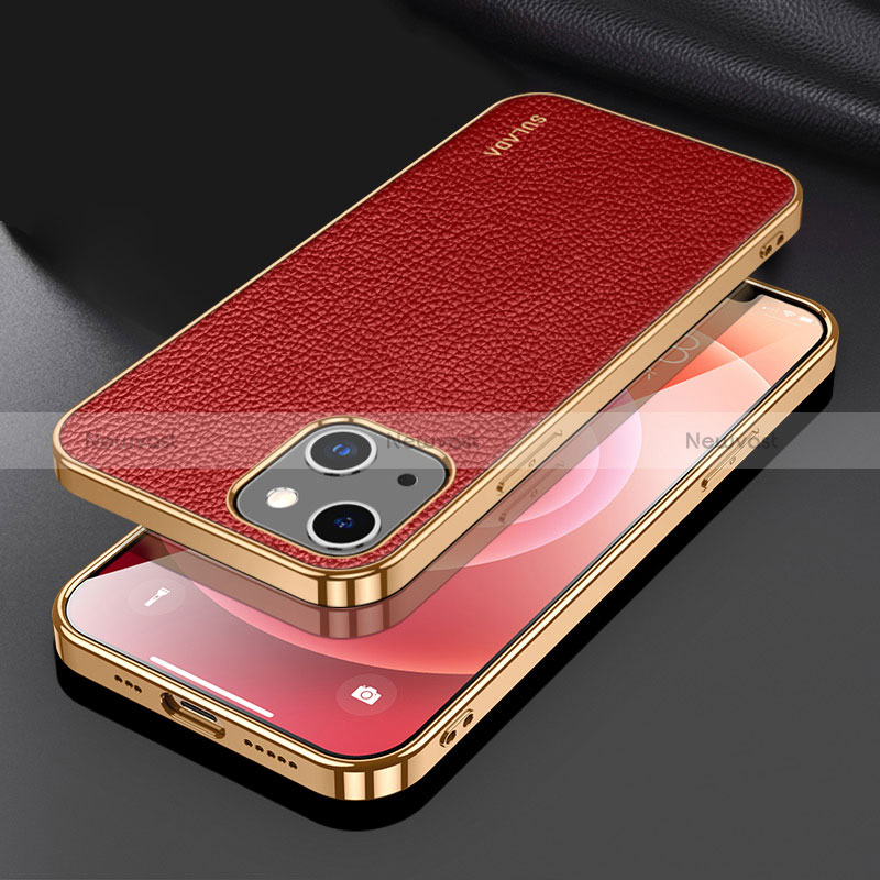 Soft Luxury Leather Snap On Case Cover LD3 for Apple iPhone 13 Red