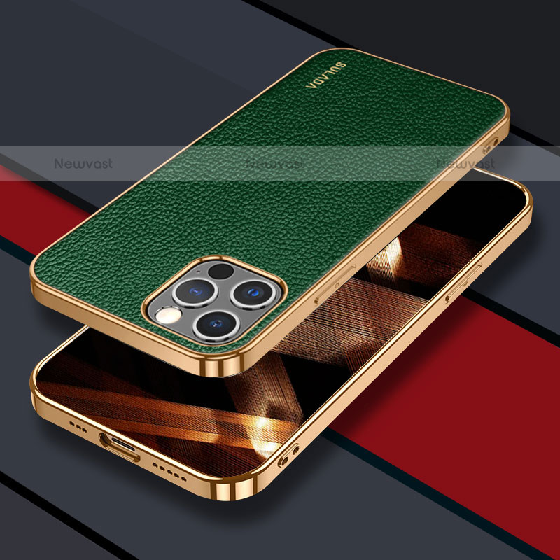 Soft Luxury Leather Snap On Case Cover LD3 for Apple iPhone 14 Pro Green