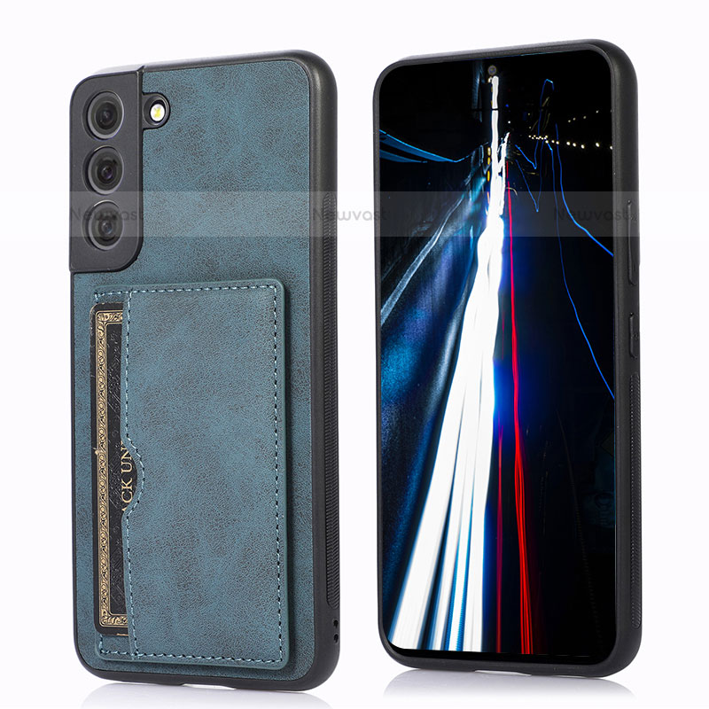Soft Luxury Leather Snap On Case Cover M03T for Samsung Galaxy S21 5G Blue