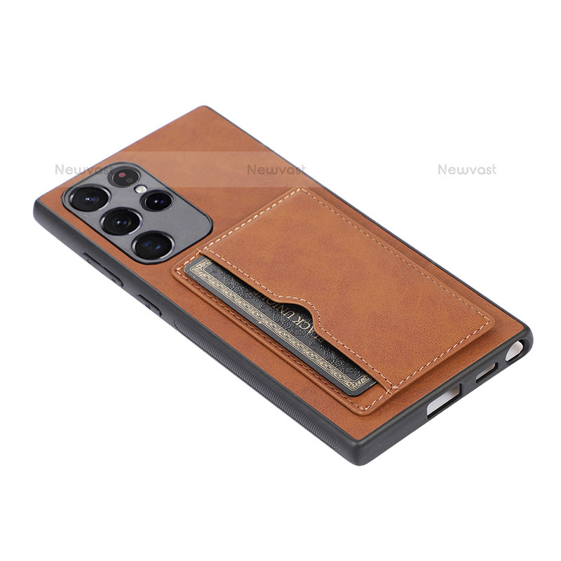 Soft Luxury Leather Snap On Case Cover M04T for Samsung Galaxy S22 Ultra 5G