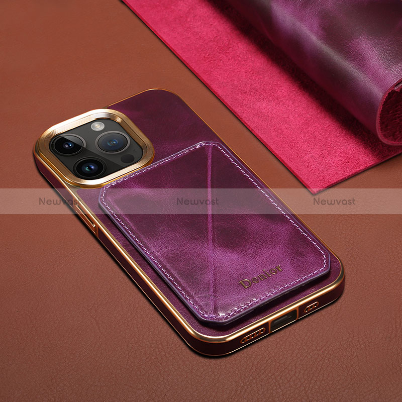 Soft Luxury Leather Snap On Case Cover MT1 for Apple iPhone 15 Pro Max Purple