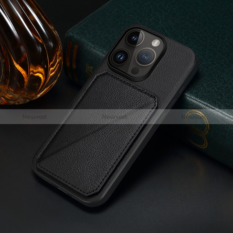 Soft Luxury Leather Snap On Case Cover MT4 for Apple iPhone 14 Pro Black