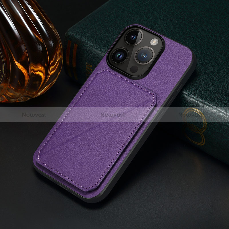 Soft Luxury Leather Snap On Case Cover MT4 for Apple iPhone 14 Pro Max Purple
