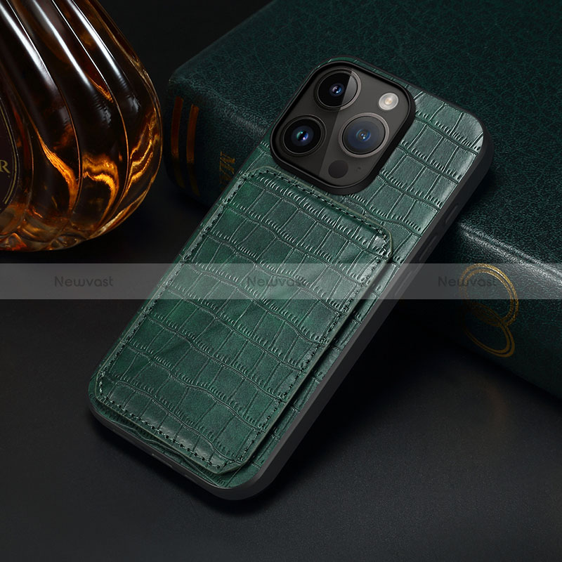 Soft Luxury Leather Snap On Case Cover MT5 for Apple iPhone 14 Pro Green