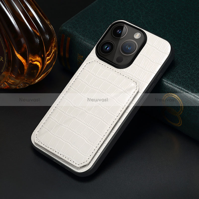 Soft Luxury Leather Snap On Case Cover MT5 for Apple iPhone 14 Pro White