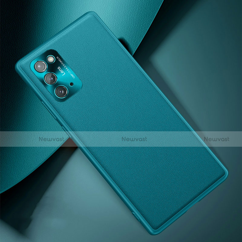 Soft Luxury Leather Snap On Case Cover N01 for Samsung Galaxy Note 20 5G Cyan