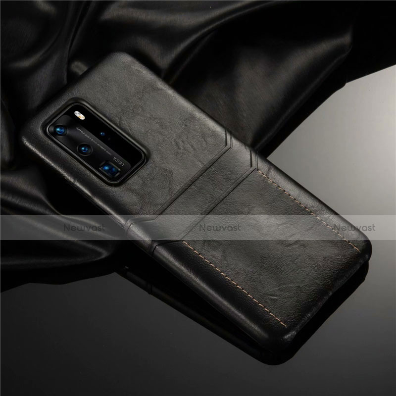 Soft Luxury Leather Snap On Case Cover N06 for Huawei P40 Pro Black