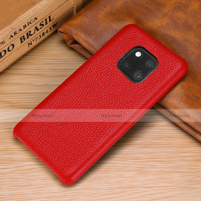 Soft Luxury Leather Snap On Case Cover P01 for Huawei Mate 20 Pro Red