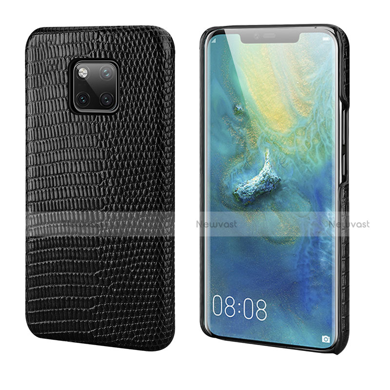 Soft Luxury Leather Snap On Case Cover P02 for Huawei Mate 20 Pro Black