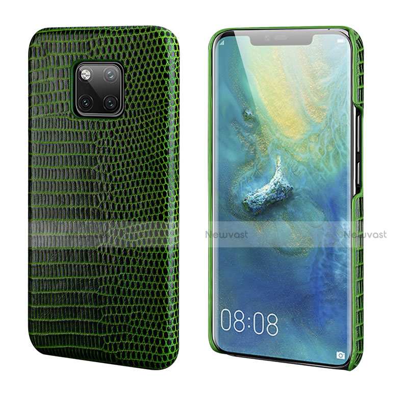 Soft Luxury Leather Snap On Case Cover P02 for Huawei Mate 20 Pro Green