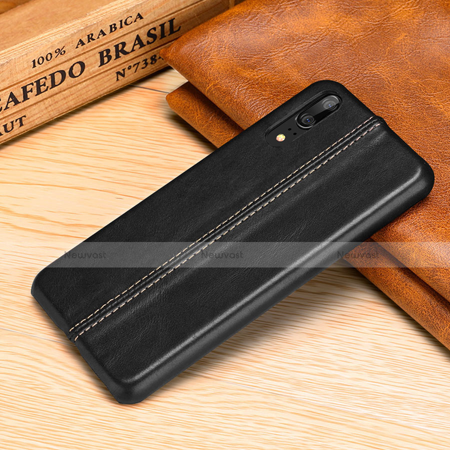 Soft Luxury Leather Snap On Case Cover P02 for Huawei P20 Black