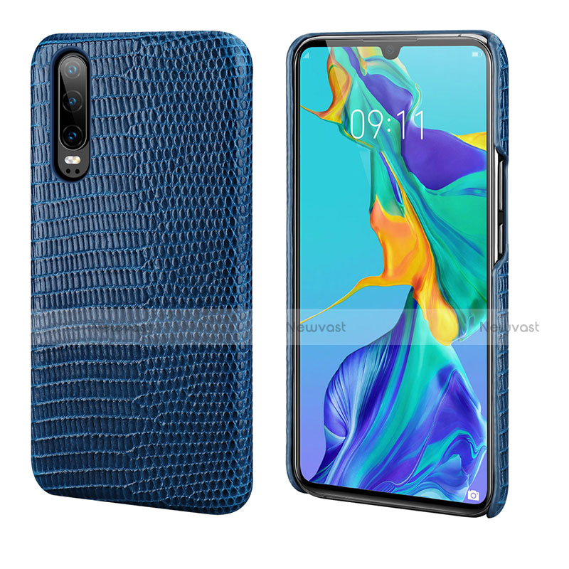 Soft Luxury Leather Snap On Case Cover P02 for Huawei P30 Blue