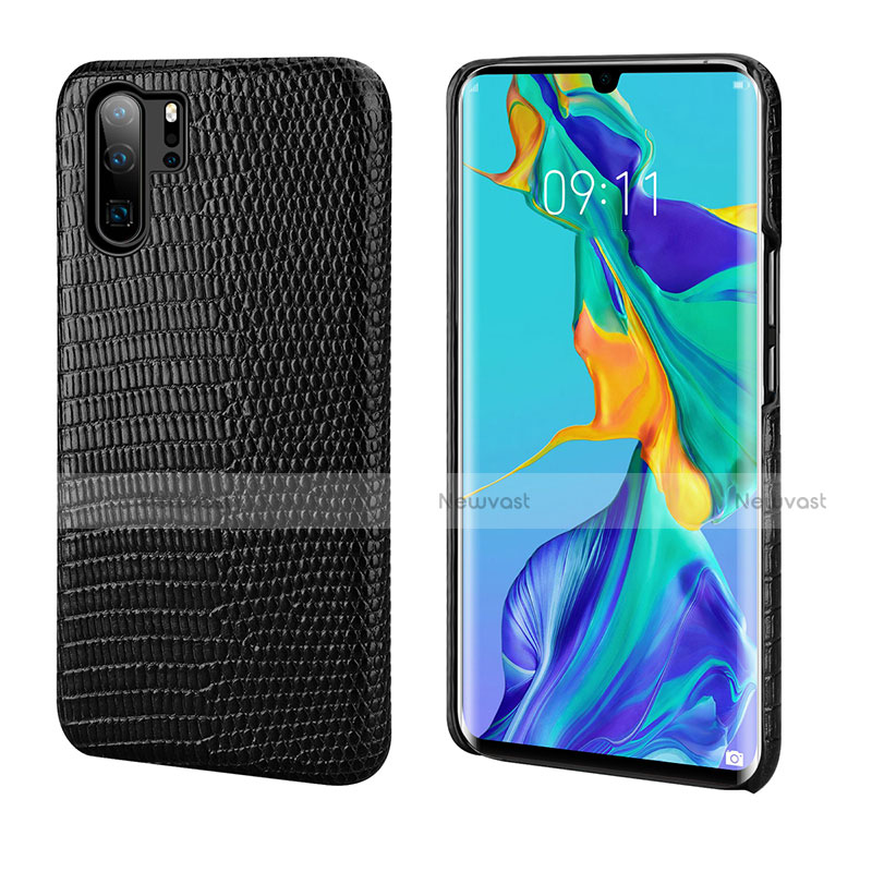 Soft Luxury Leather Snap On Case Cover P02 for Huawei P30 Pro Black