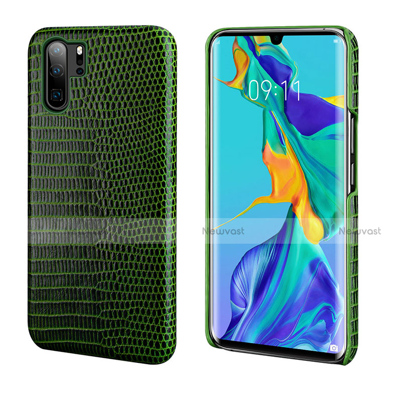 Soft Luxury Leather Snap On Case Cover P02 for Huawei P30 Pro Green