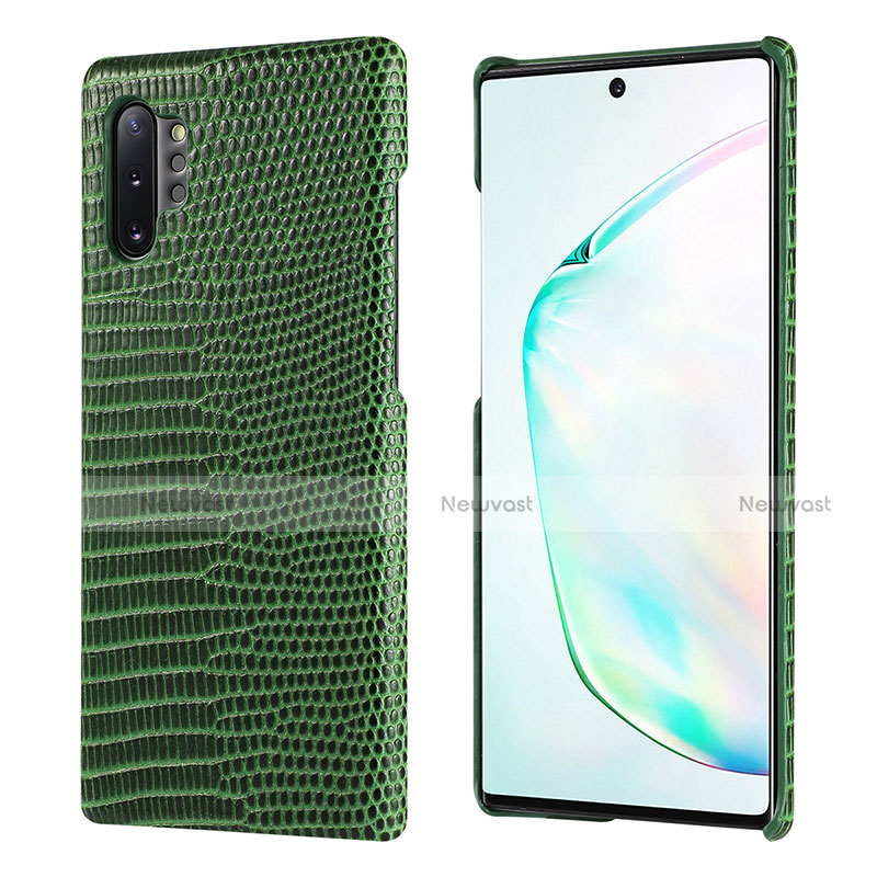 Soft Luxury Leather Snap On Case Cover P02 for Samsung Galaxy Note 10 Plus 5G Green