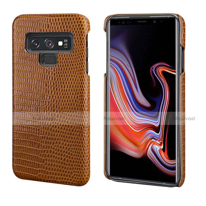 Soft Luxury Leather Snap On Case Cover P02 for Samsung Galaxy Note 9 Brown