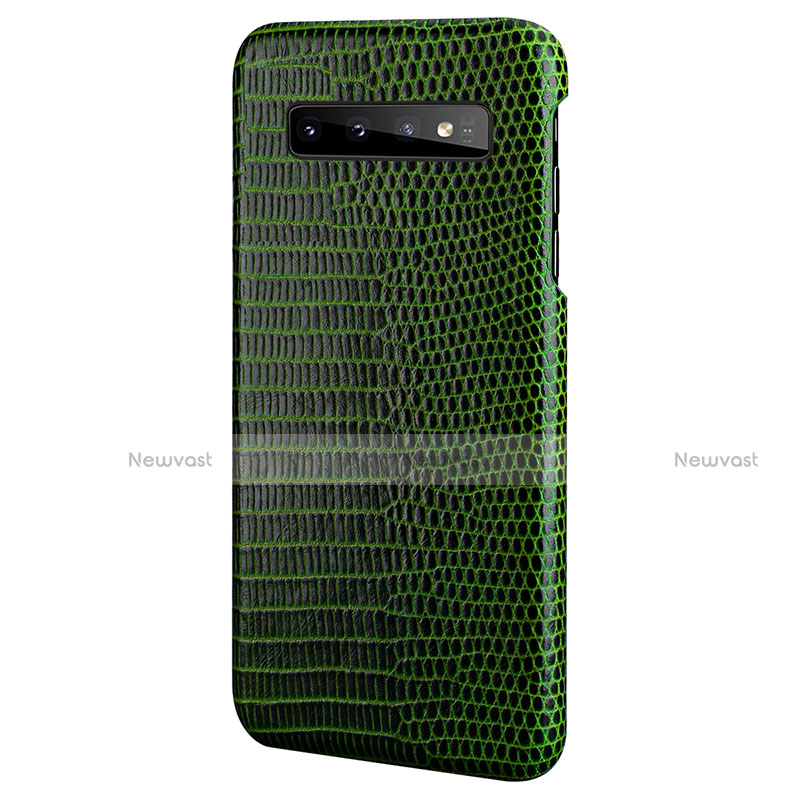 Soft Luxury Leather Snap On Case Cover P02 for Samsung Galaxy S10 5G Green