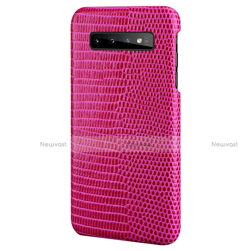 Soft Luxury Leather Snap On Case Cover P02 for Samsung Galaxy S10 Hot Pink