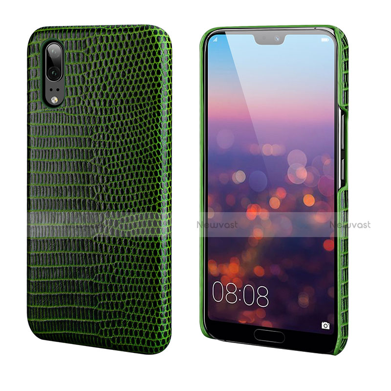 Soft Luxury Leather Snap On Case Cover P03 for Huawei P20 Green