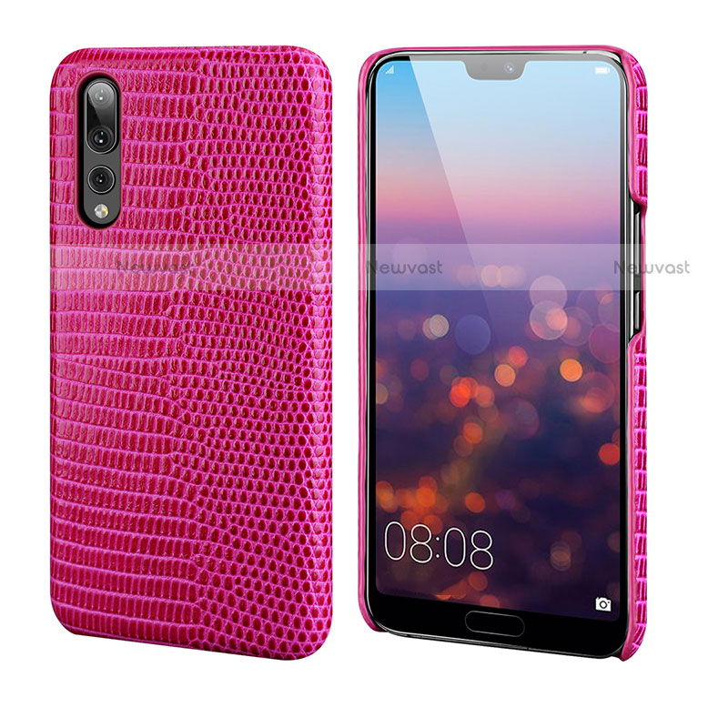 Soft Luxury Leather Snap On Case Cover P03 for Huawei P20 Pro Hot Pink