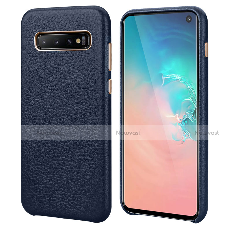 Soft Luxury Leather Snap On Case Cover P03 for Samsung Galaxy S10 5G Blue