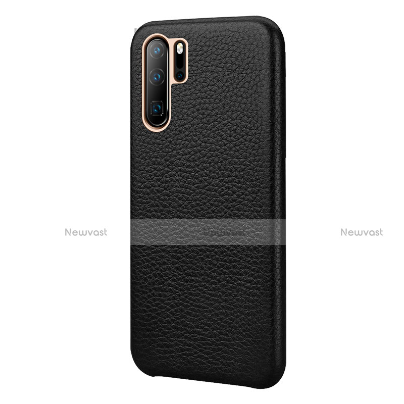Soft Luxury Leather Snap On Case Cover P04 for Huawei P30 Pro Black