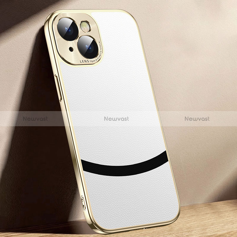Soft Luxury Leather Snap On Case Cover PD1 for Apple iPhone 14 White