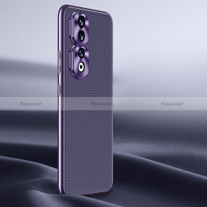 Soft Luxury Leather Snap On Case Cover QK1 for Huawei Honor 90 Pro 5G Purple