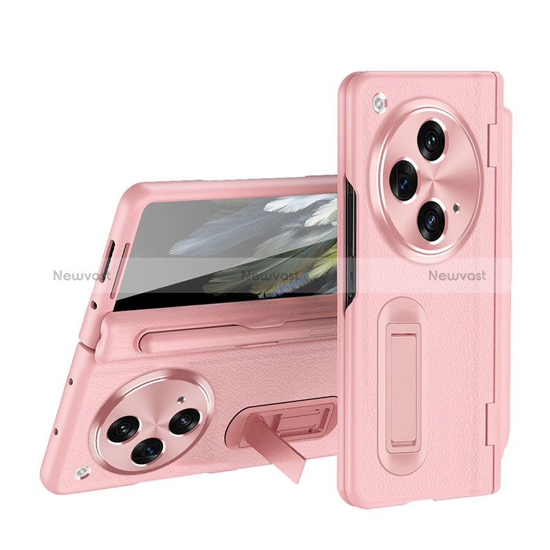 Soft Luxury Leather Snap On Case Cover QK2 for OnePlus Open 5G Pink