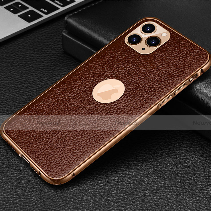 Soft Luxury Leather Snap On Case Cover R01 for Apple iPhone 11 Pro Max Brown