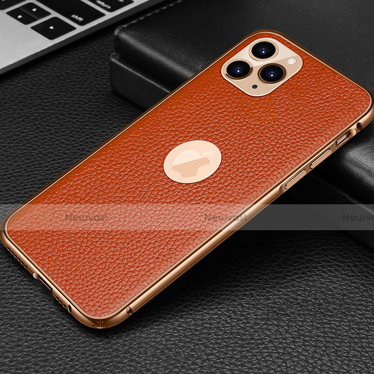 Soft Luxury Leather Snap On Case Cover R01 for Apple iPhone 11 Pro Orange