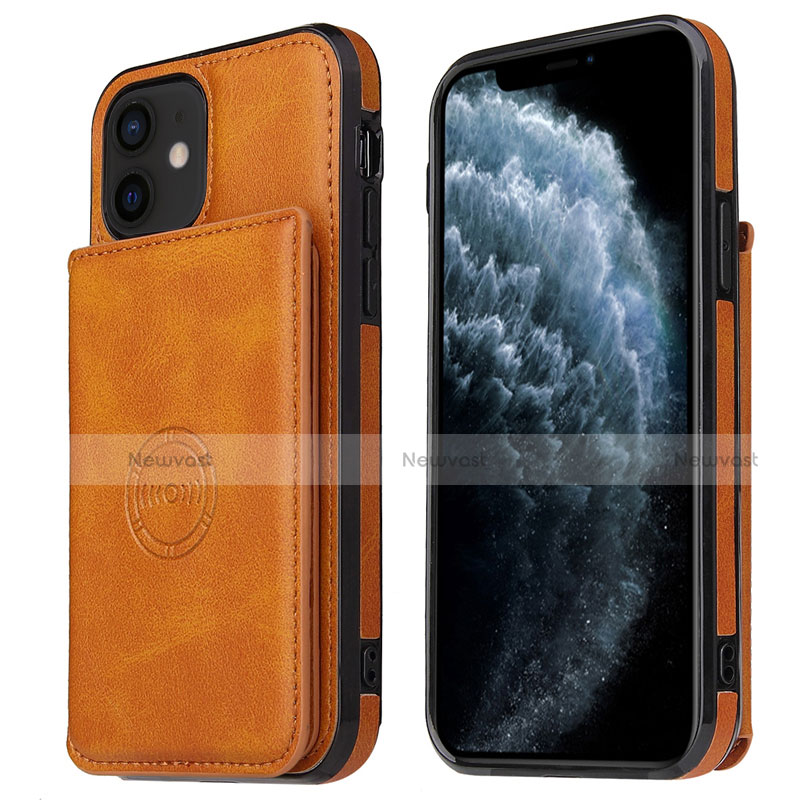 Soft Luxury Leather Snap On Case Cover R01 for Apple iPhone 12 Mini Orange