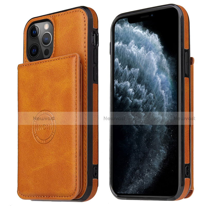 Soft Luxury Leather Snap On Case Cover R01 for Apple iPhone 12 Pro Orange