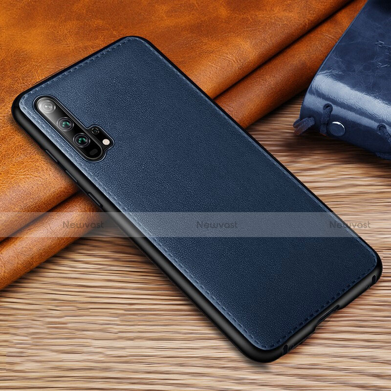 Soft Luxury Leather Snap On Case Cover R01 for Huawei Honor 20 Pro Blue