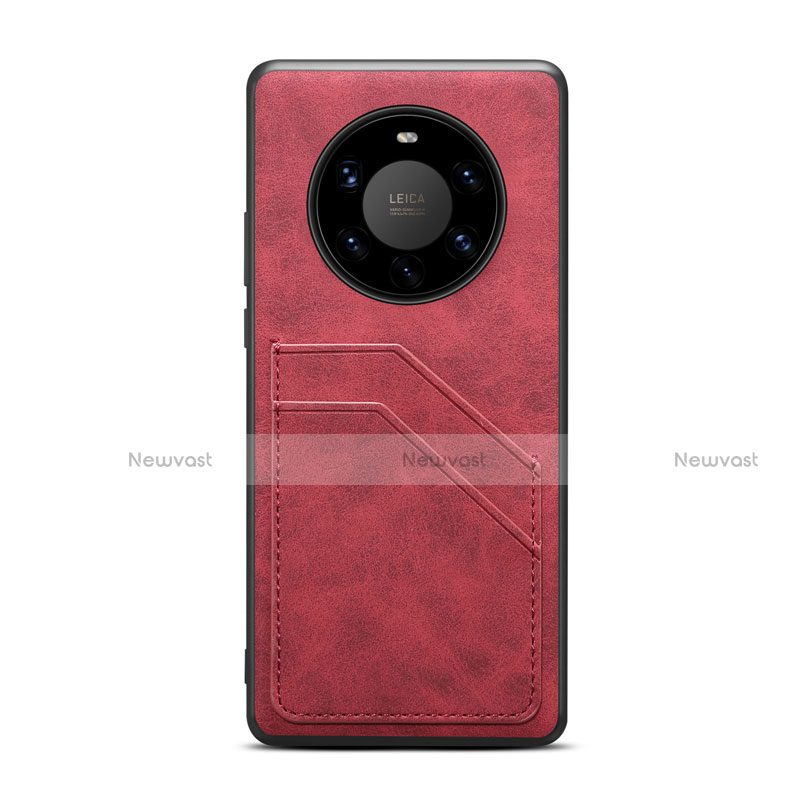 Soft Luxury Leather Snap On Case Cover R01 for Huawei Mate 40 Pro+ Plus Red