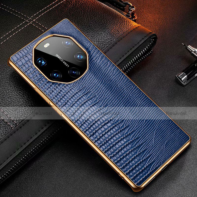 Soft Luxury Leather Snap On Case Cover R01 for Huawei Mate 40 RS Blue