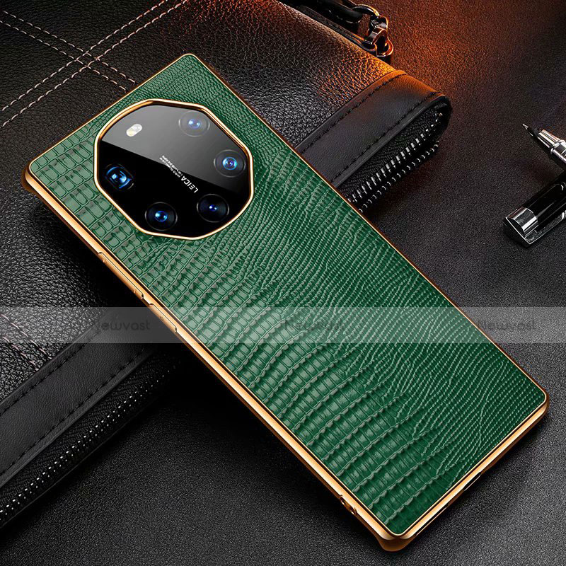 Soft Luxury Leather Snap On Case Cover R01 for Huawei Mate 40 RS Green