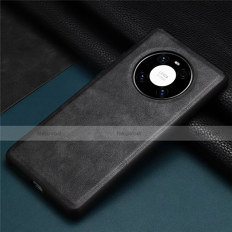 Soft Luxury Leather Snap On Case Cover R01 for Huawei Mate 40E 4G Black