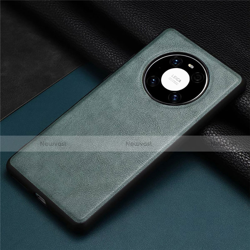 Soft Luxury Leather Snap On Case Cover R01 for Huawei Mate 40E 4G Midnight Green