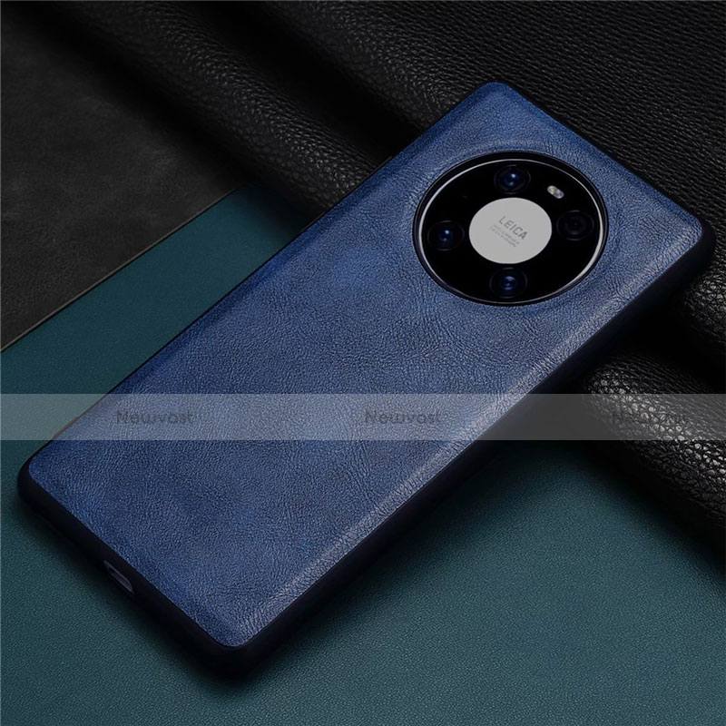 Soft Luxury Leather Snap On Case Cover R01 for Huawei Mate 40E 5G Blue
