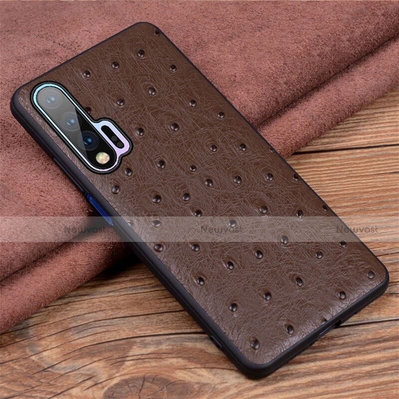 Soft Luxury Leather Snap On Case Cover R01 for Huawei Nova 6 5G Brown