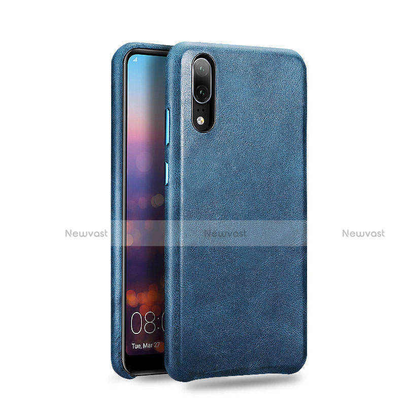 Soft Luxury Leather Snap On Case Cover R01 for Huawei P20 Blue