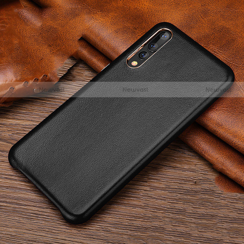 Soft Luxury Leather Snap On Case Cover R01 for Huawei P20 Pro Black