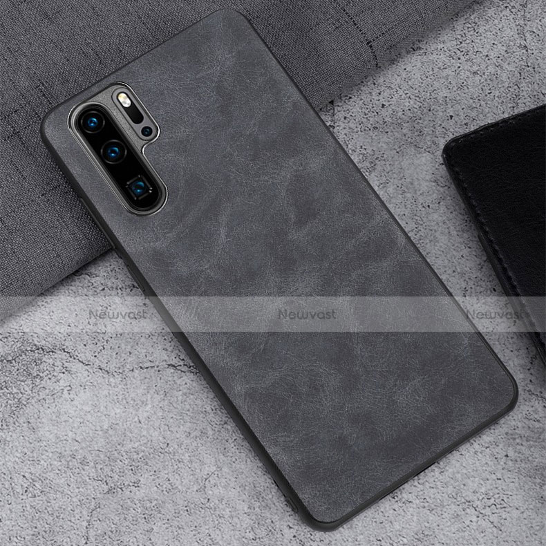 Soft Luxury Leather Snap On Case Cover R01 for Huawei P30 Pro New Edition Black