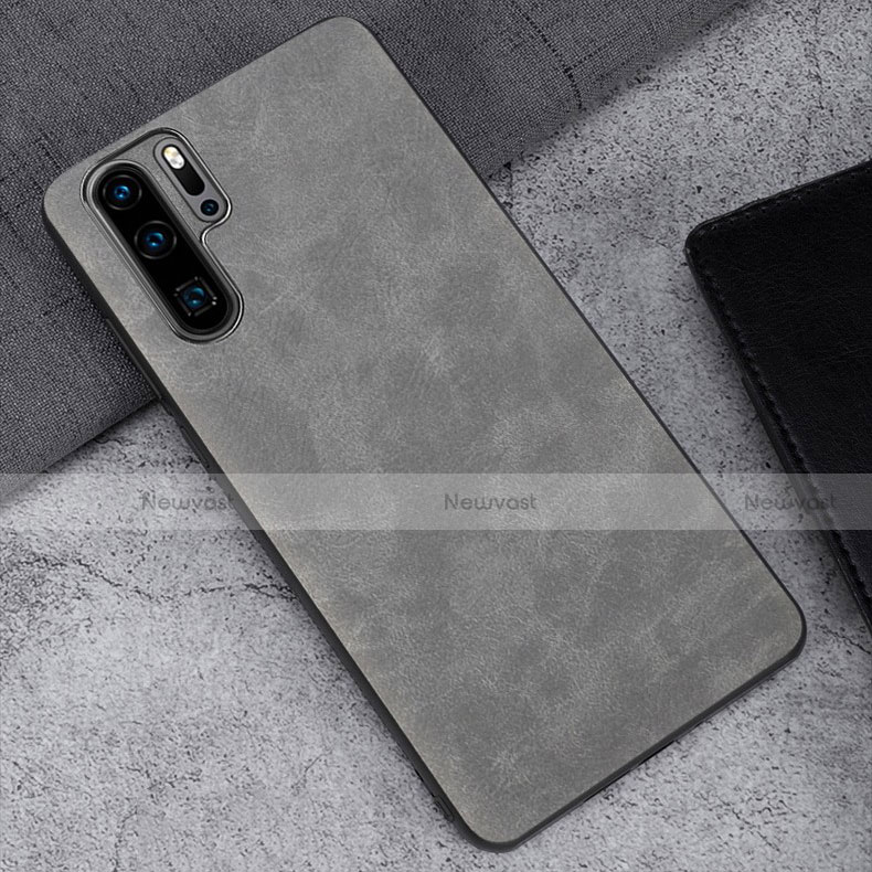 Soft Luxury Leather Snap On Case Cover R01 for Huawei P30 Pro New Edition Gray