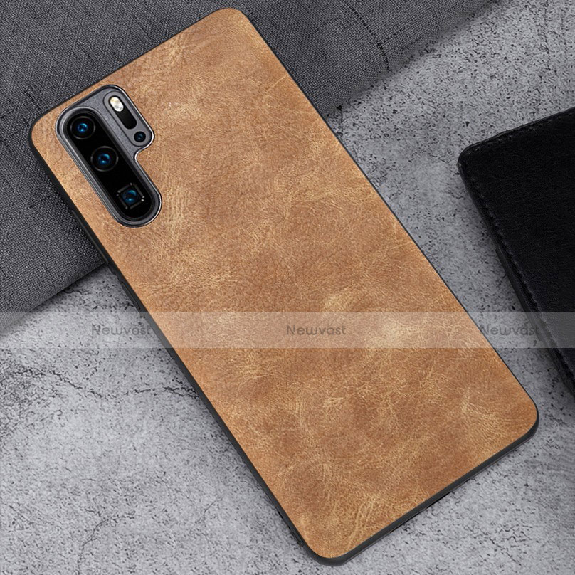 Soft Luxury Leather Snap On Case Cover R01 for Huawei P30 Pro Orange