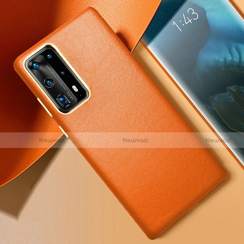 Soft Luxury Leather Snap On Case Cover R01 for Huawei P40 Pro+ Plus Orange