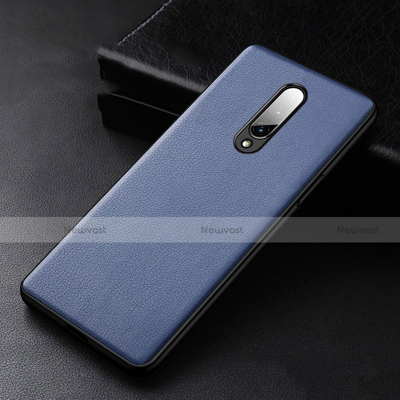 Soft Luxury Leather Snap On Case Cover R01 for OnePlus 8 Blue