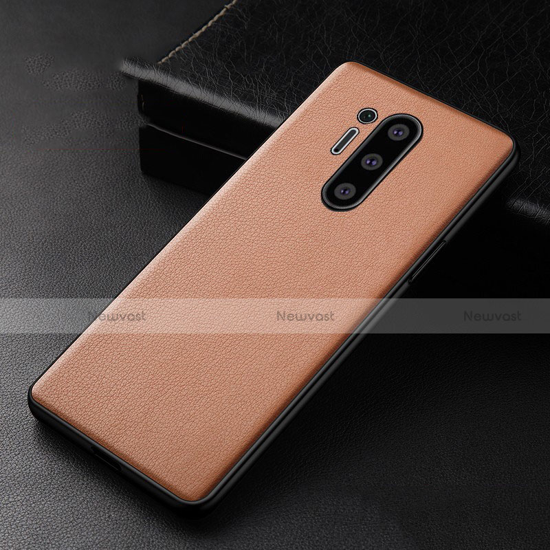 Soft Luxury Leather Snap On Case Cover R01 for OnePlus 8 Pro Orange